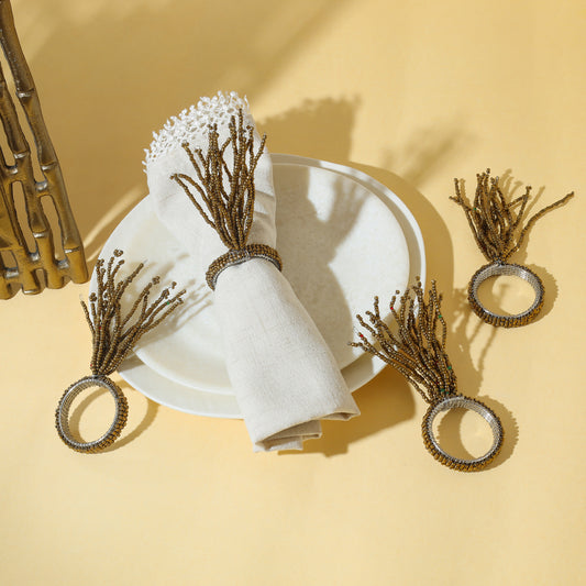 Golden Tassel Grass Napkin Rings (Set of 4)
