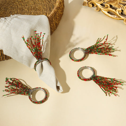 Holly Berry Fireworks Napkin Rings (Set of 4)