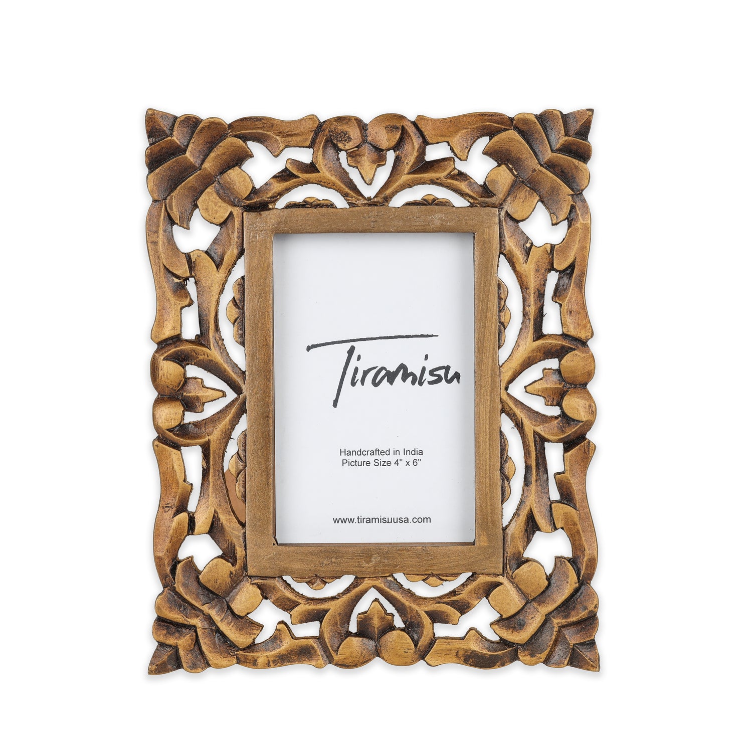 Artisanal Heritage Wood Carving Photo Frame tiramisuusa