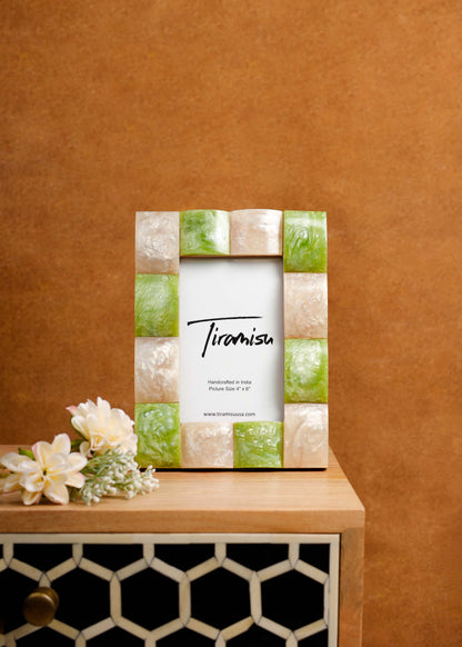 Verdant Pearl Mosaic Resin Photo Frame