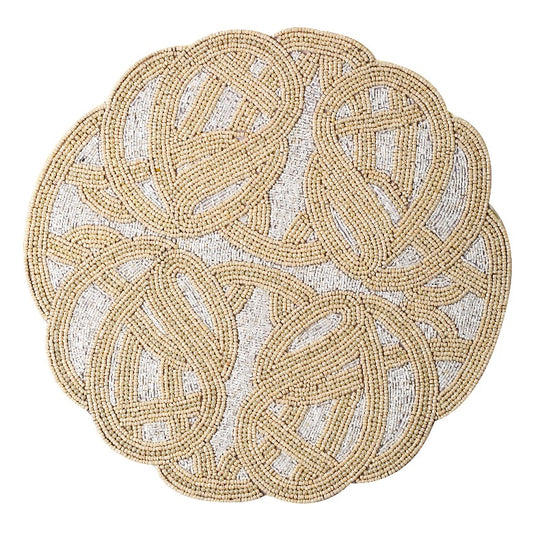 Ivory Abstarct Beaded Placemat tiramisuusa