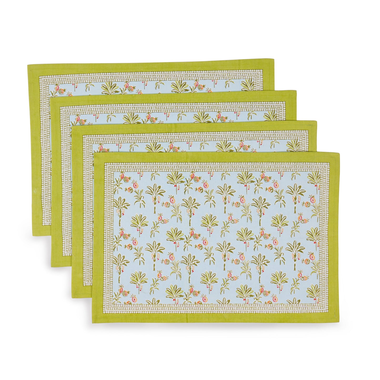 Tropical Opulence Block Print Cotton Placemats