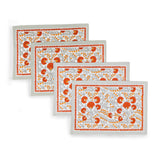 Scarlet & Slate: Floral Block Print Cotton Placemats