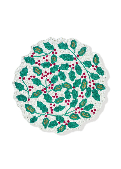Holly Beaded Holiday Placemat