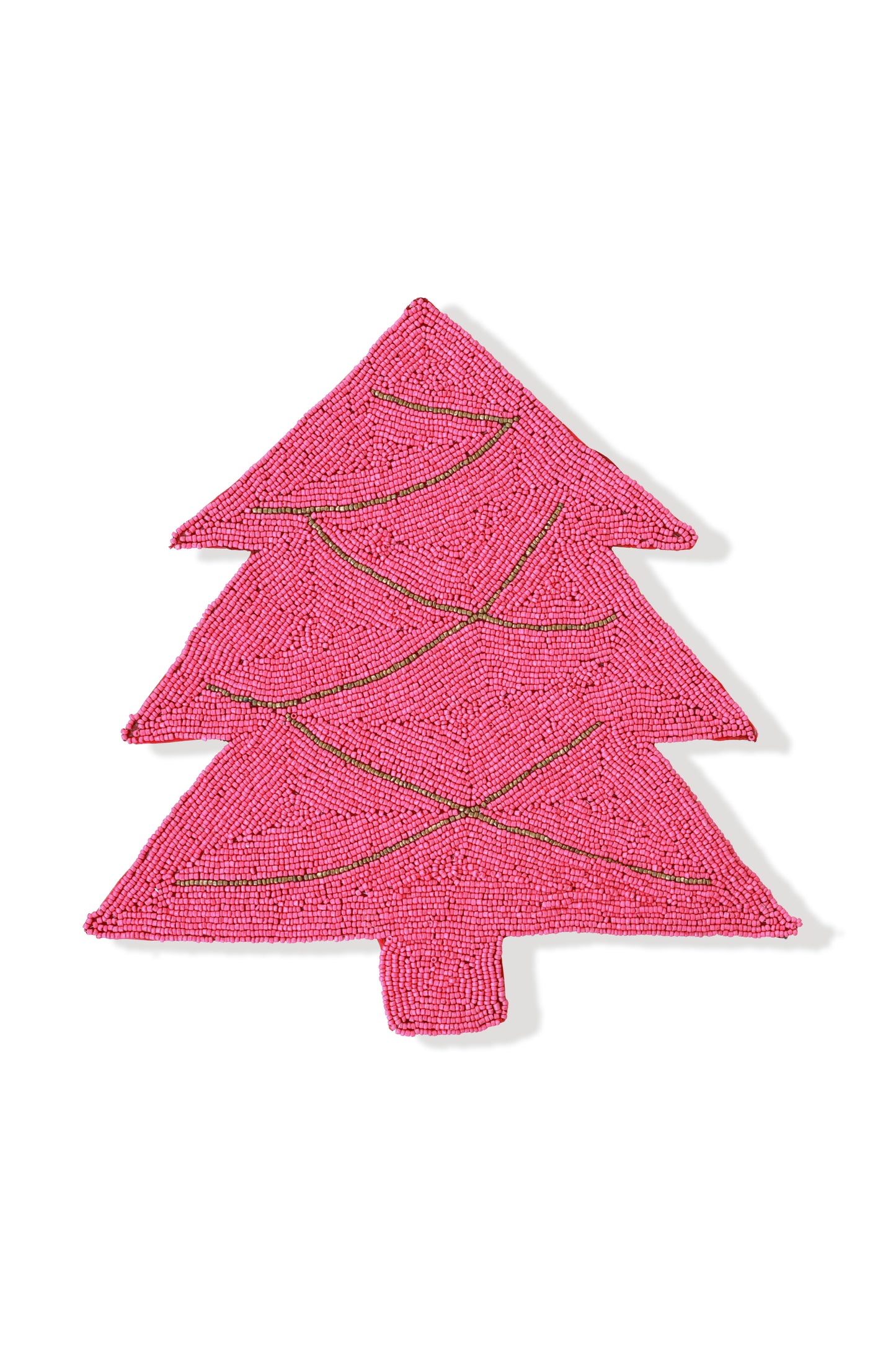 Pink Christmas Tree Beaded Placemat