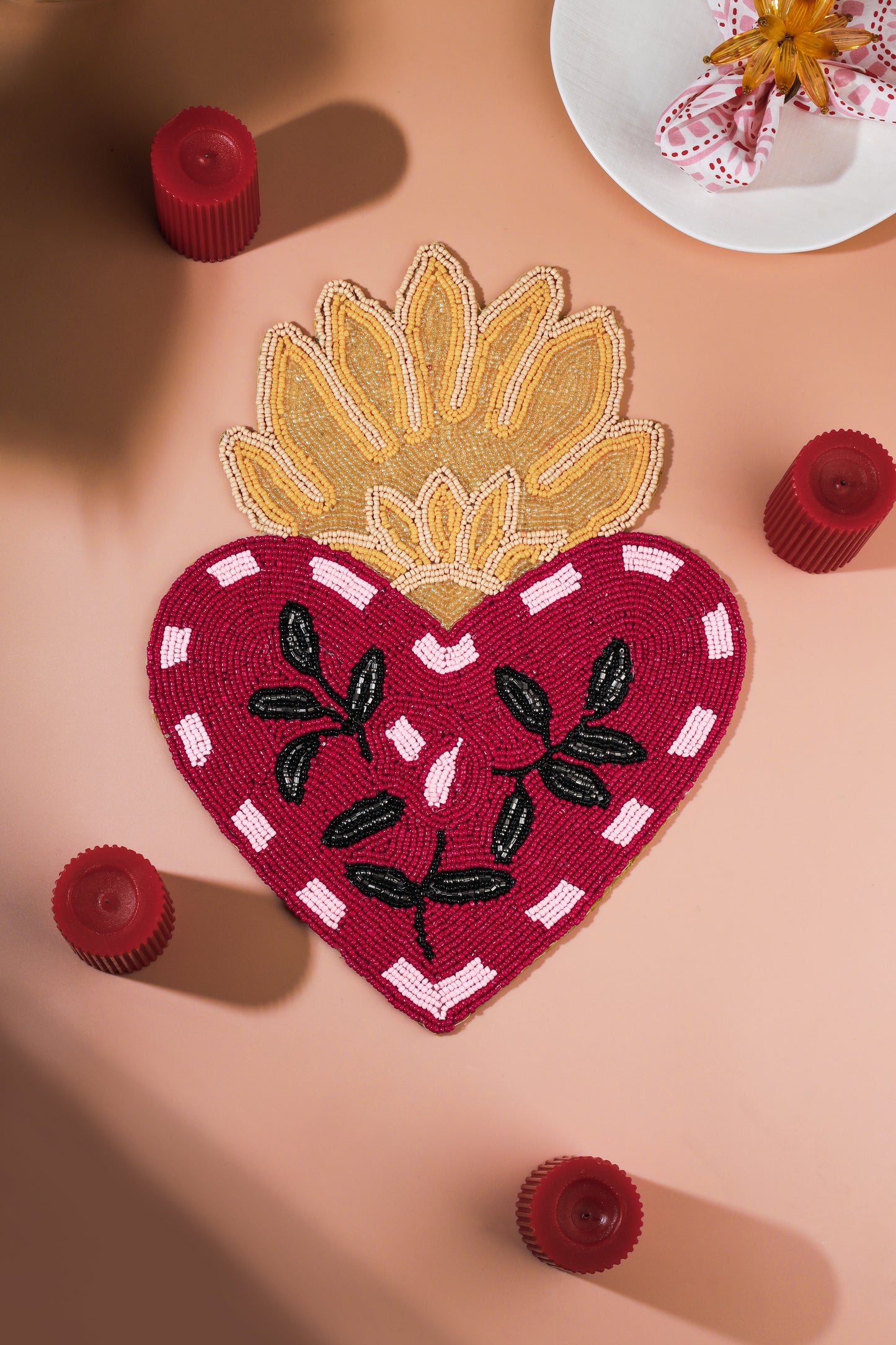 Sacred Heart Flame Beaded Placemat