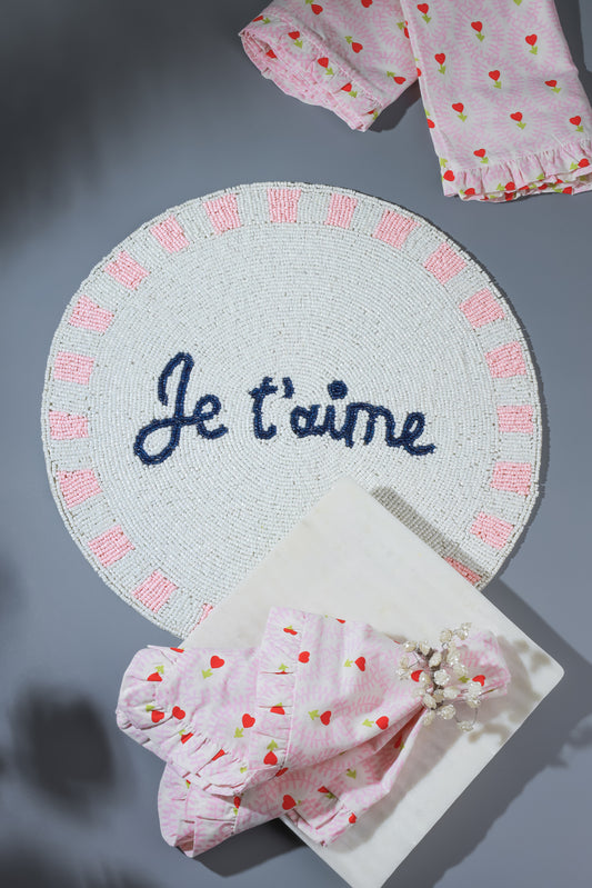 Je T'aime Scripted Beaded Placemat