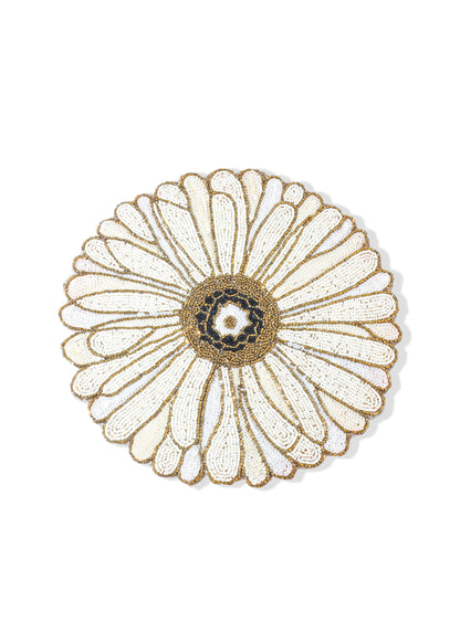 Ivory Dahlia Beaded Placemat – 15"