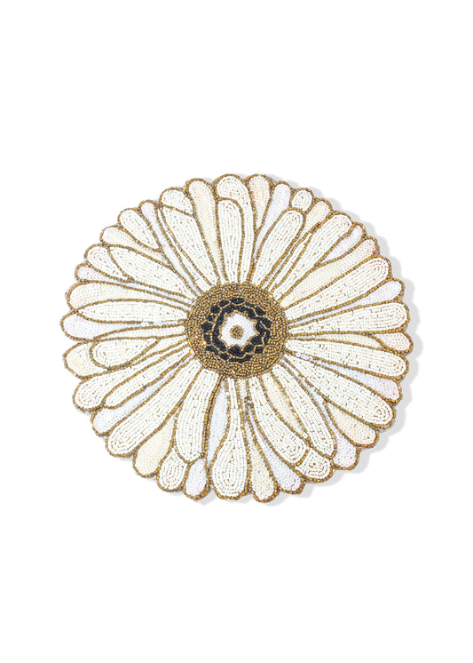Ivory Dahlia Beaded Placemat – 15"