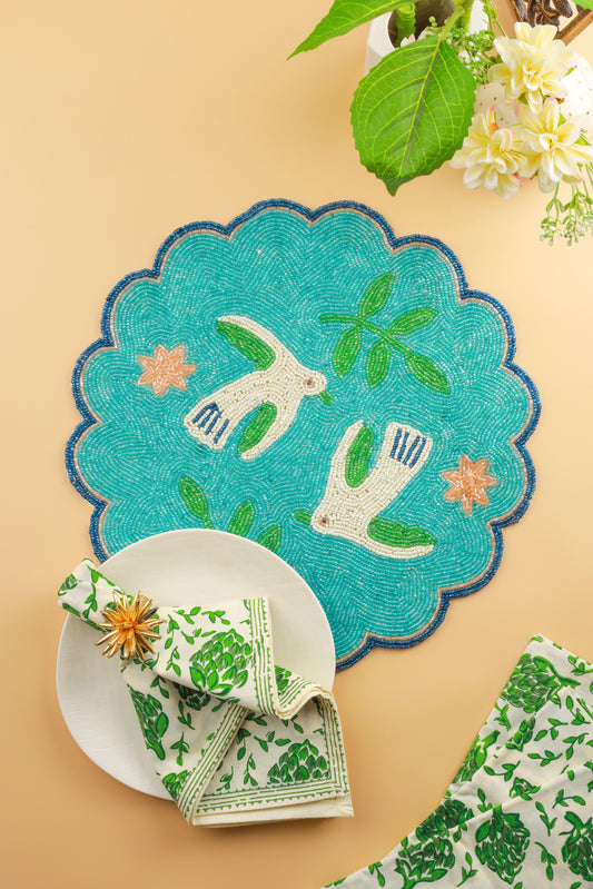 The "Aqua Serenity" Beaded Placemat