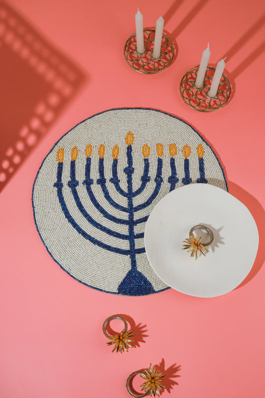 The "Chanukah Frost" Beaded Placemat