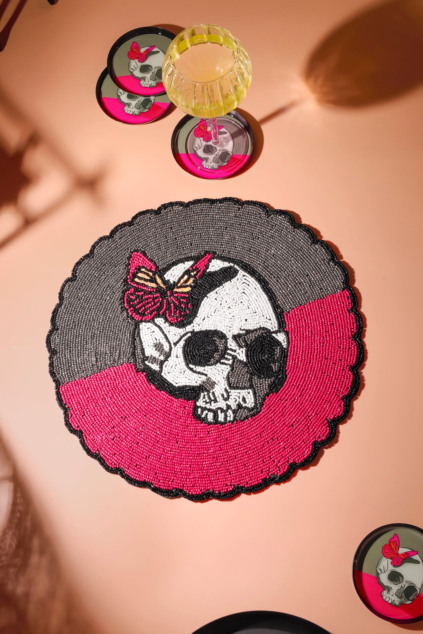 Midnight Flutter Beaded Halloween Placemat