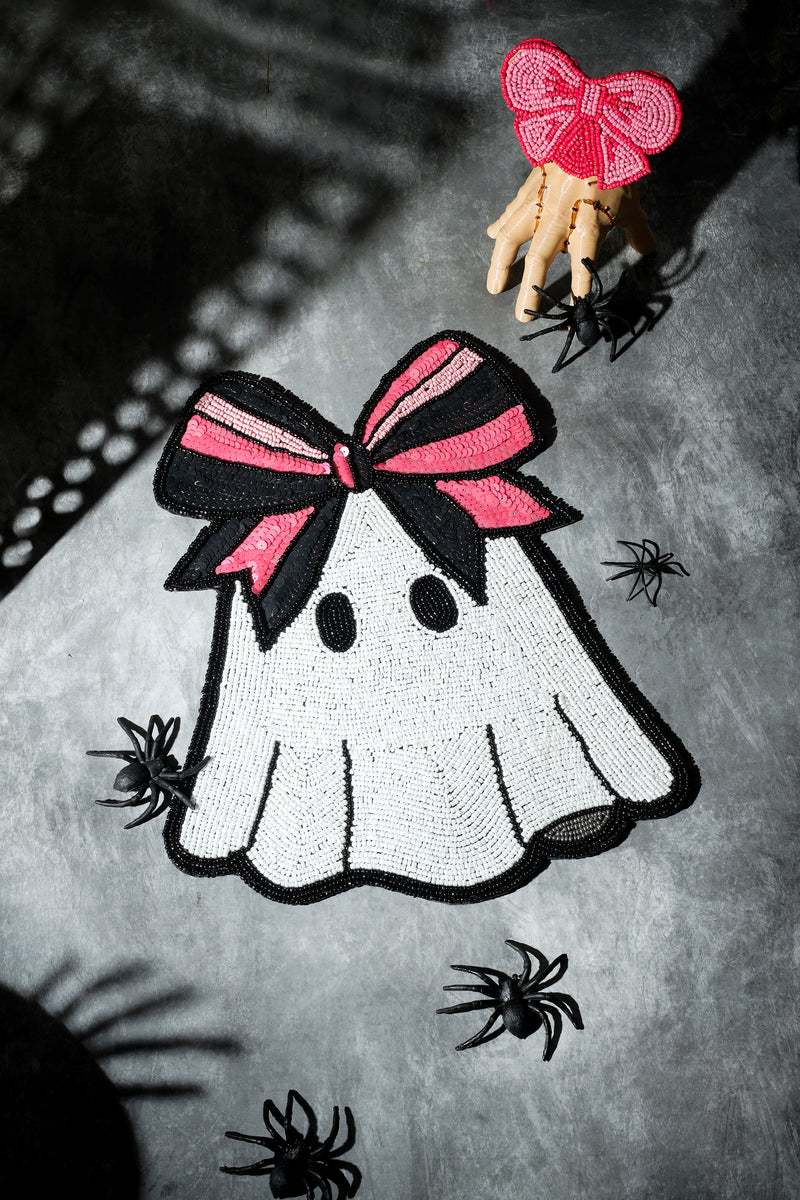 Boo-tiful Bow Beaded Halloween Placemat