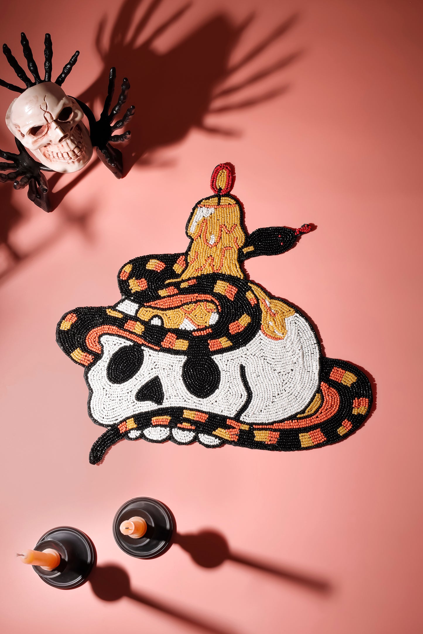 Serpent & Skull Beaded Halloween Placemat