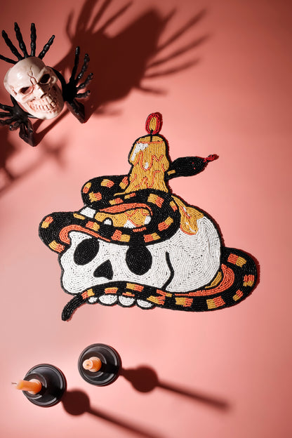 Serpent & Skull Beaded Halloween Placemat