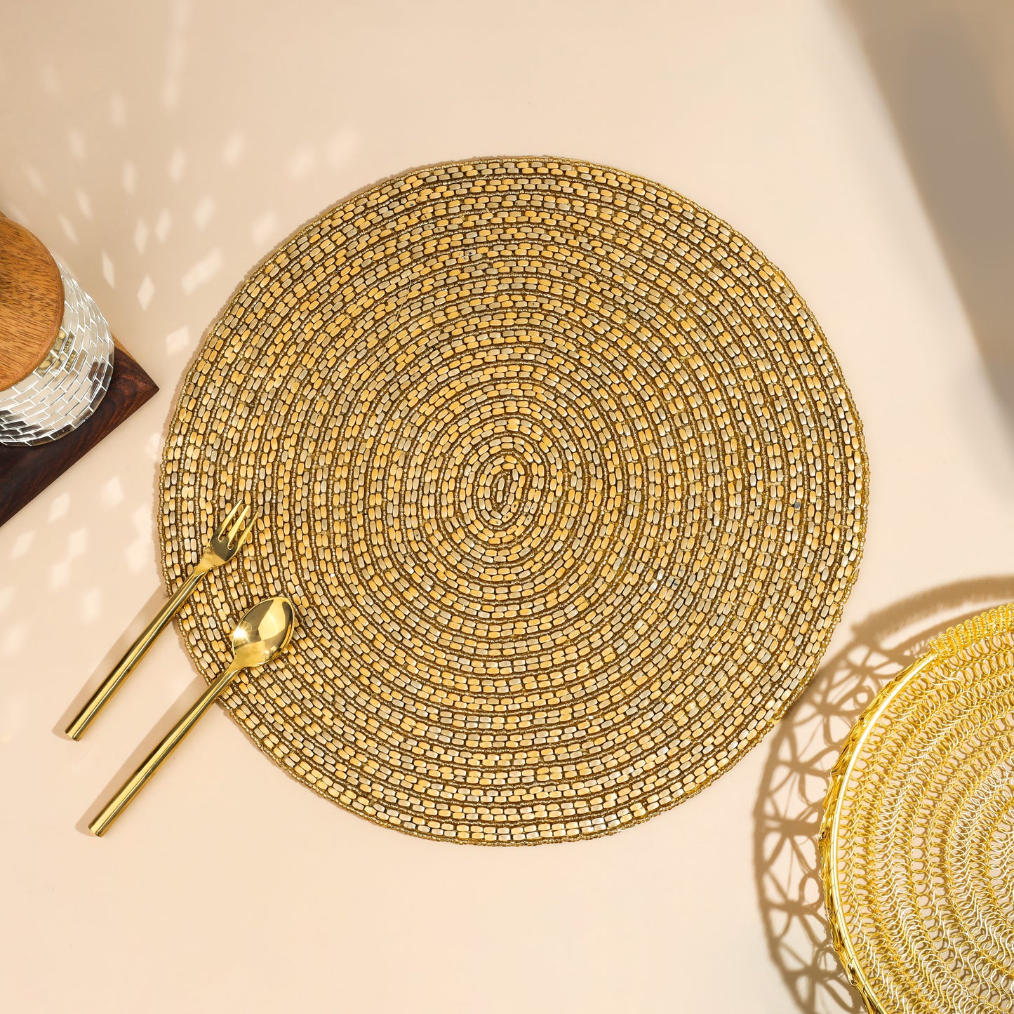 Luminous Gold Circle Placemat