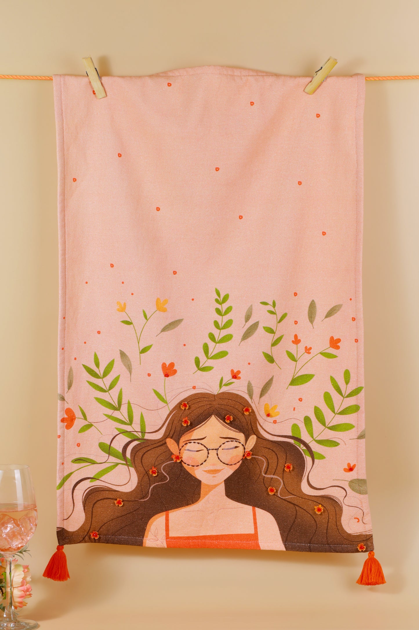 The "Blush Bloom" Artisan Kitchen Tea Towel Set of 3