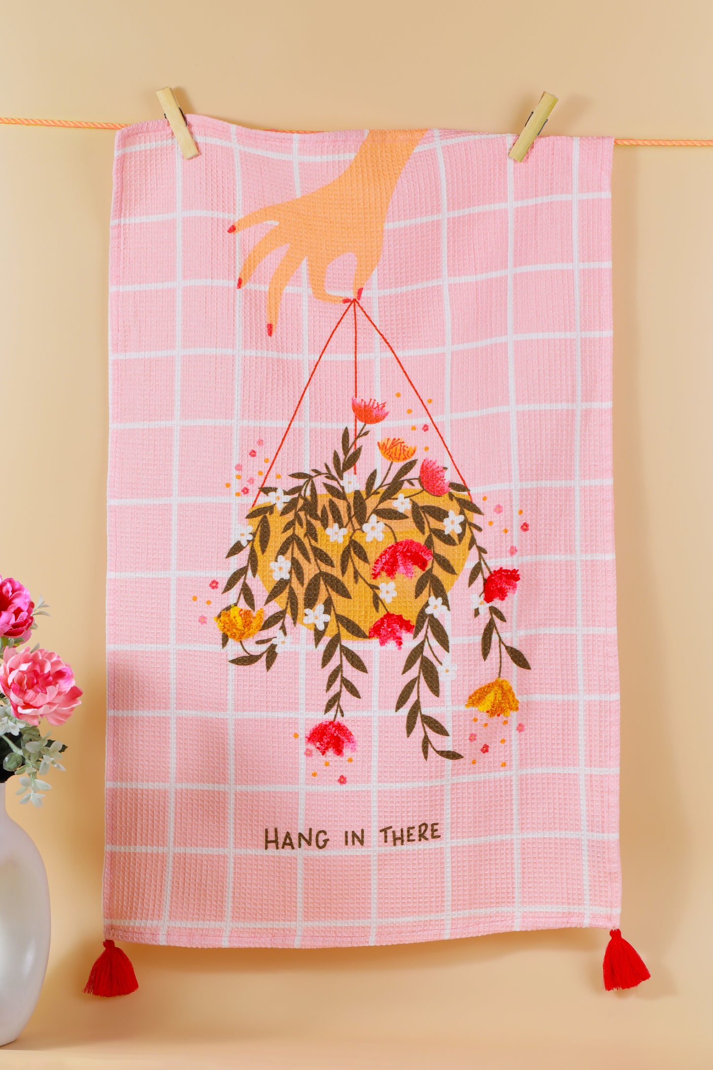 The "Blush Bloom" Artisan Kitchen Tea Towel Set of 3