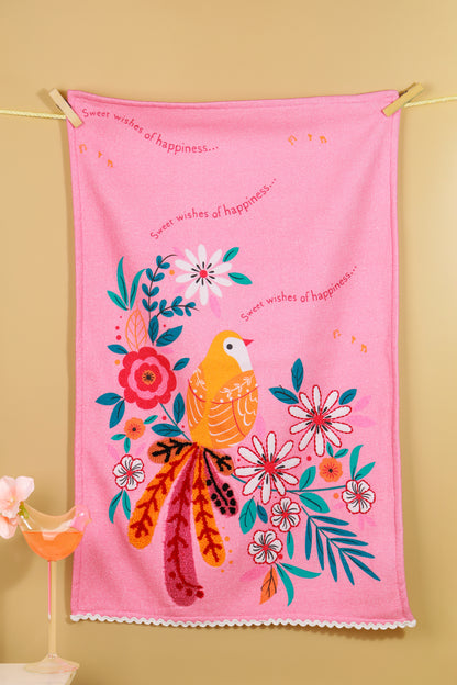 The "Sweet Wishes & Happiness" Artisan Kitchen Tea Towel Set of 3