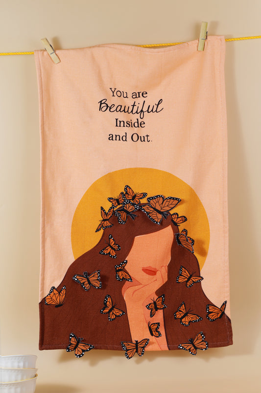 The "Monarch's Garden" Artisan Kitchen Tea Towel Set of 3