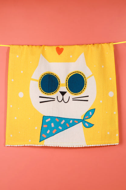 The "Cool Cats" Artisan Kitchen Tea Towel Set of 3