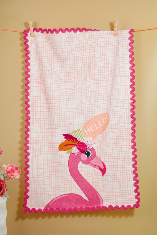 The "Flamingo Fun" Artisan Kitchen Tea Towel Set of 3