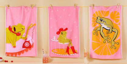 The "Lily Pad Luncheon" Artisan Kitchen Tea Towel Set of 3
