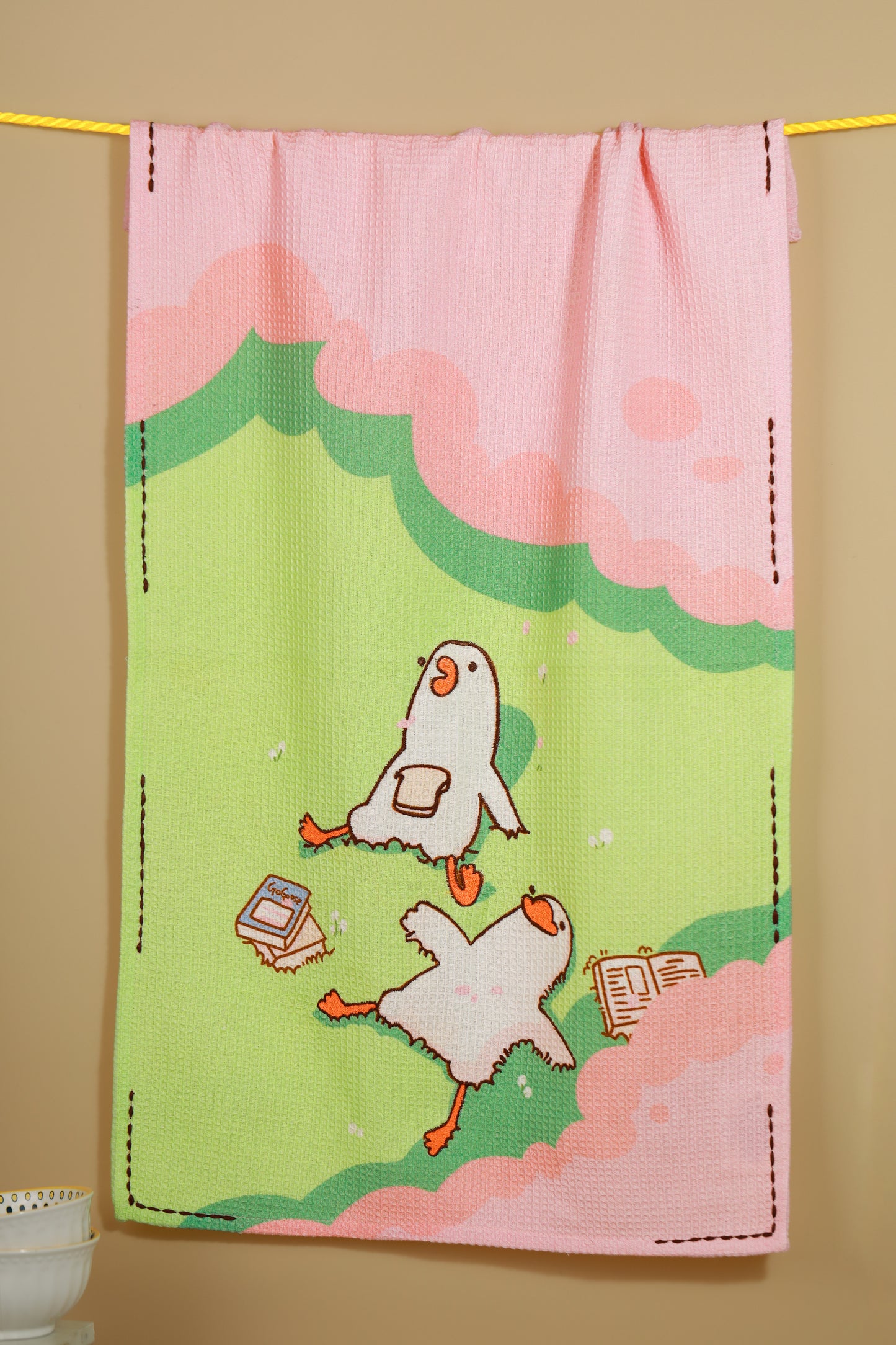 The "Gaggle of Geese" Artisan Kitchen Tea Towel Set of 3