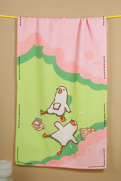 The "Gaggle of Geese" Artisan Kitchen Tea Towel Set of 3