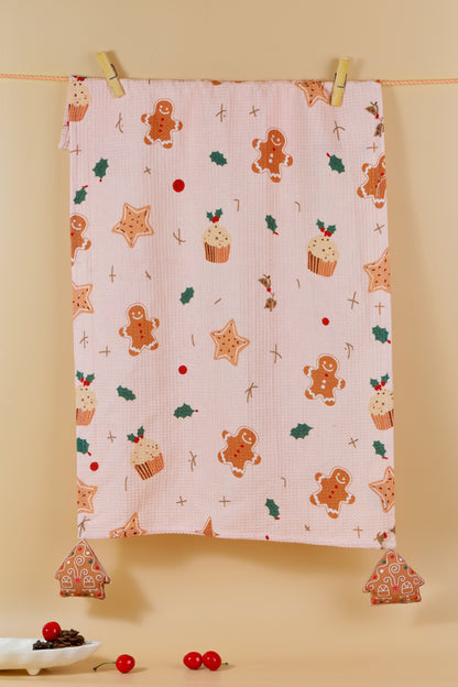 The "Gingerbread Cheer" Artisan Kitchen Tea Towel Set of 3