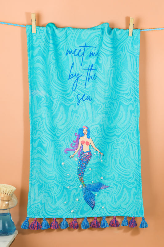 The "Mermaid Cove" Artisan Kitchen Tea Towel Set of 3