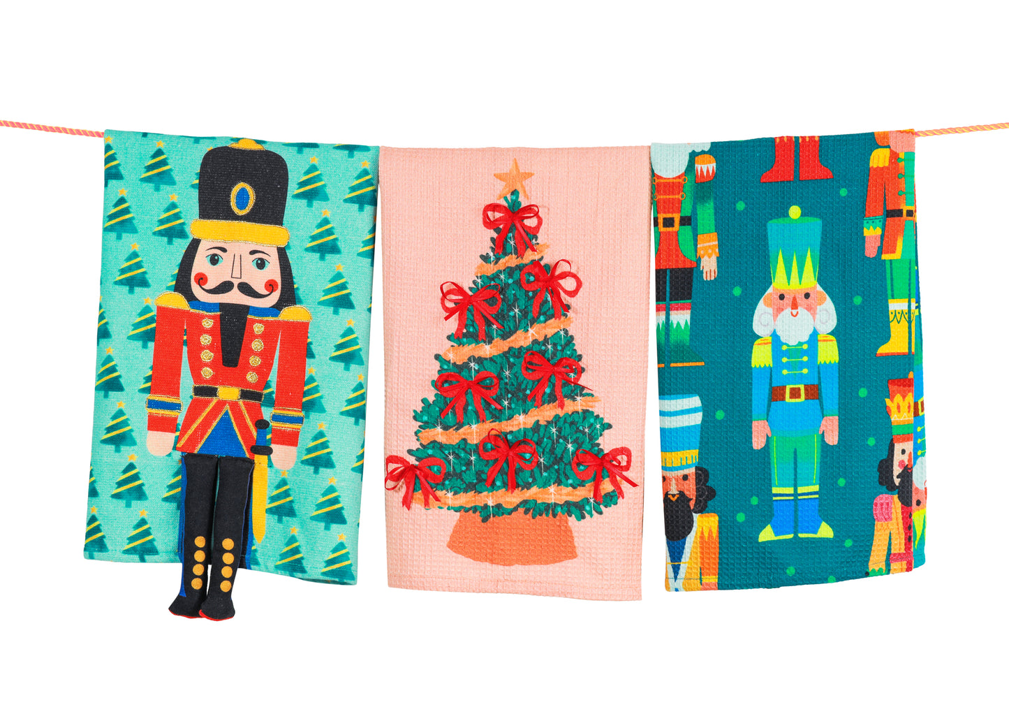 The "Nutcracker Suite" Artisan Kitchen Tea Towel Set of 3