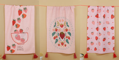 The "Strawberry Fields Forever" Artisan Kitchen Tea Towel Set of 3