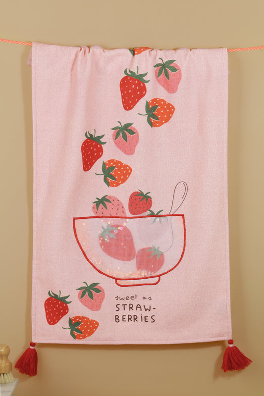 The "Strawberry Fields Forever" Artisan Kitchen Tea Towel Set of 3