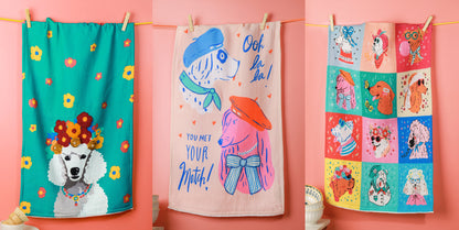 The "Chic Canine Couture" Artisan Kitchen Tea Towel Set of 3