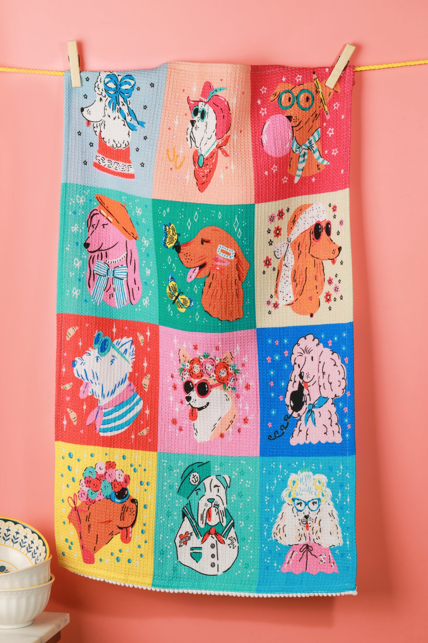 The "Chic Canine Couture" Artisan Kitchen Tea Towel Set of 3