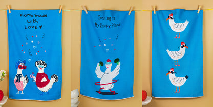 The "Happy Place" Artisan Kitchen Tea Towel Set of 3