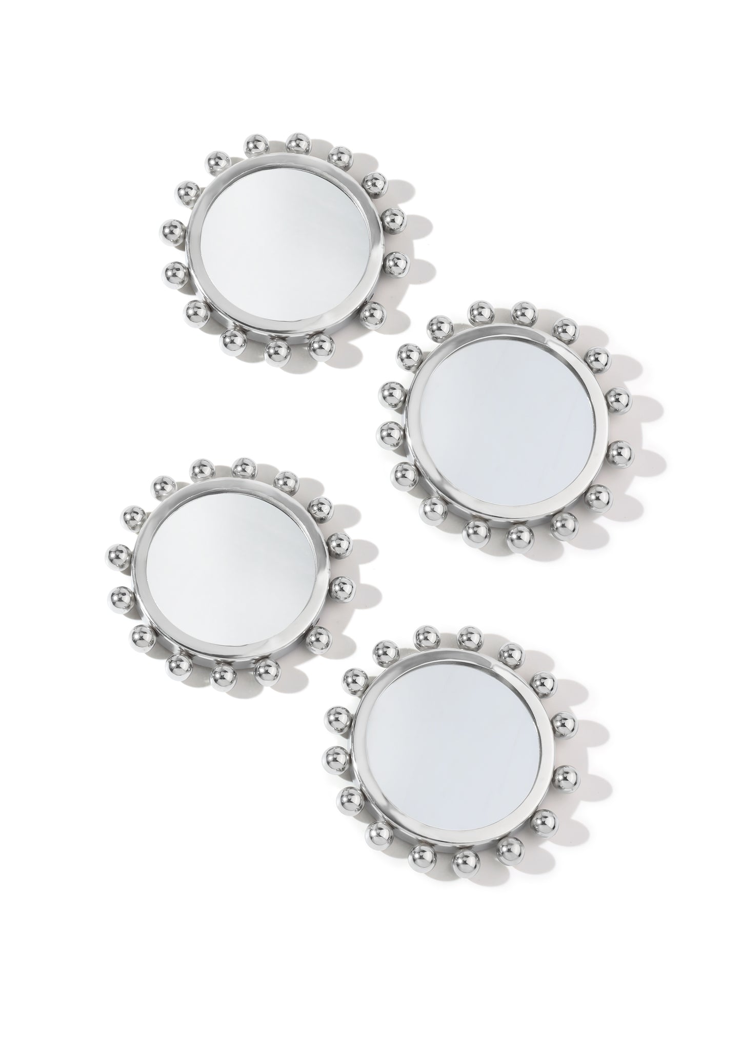 Astra Beaded Chrome Mirror Coasters | Set of 4