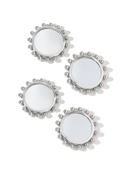 Astra Beaded Chrome Mirror Coasters | Set of 4