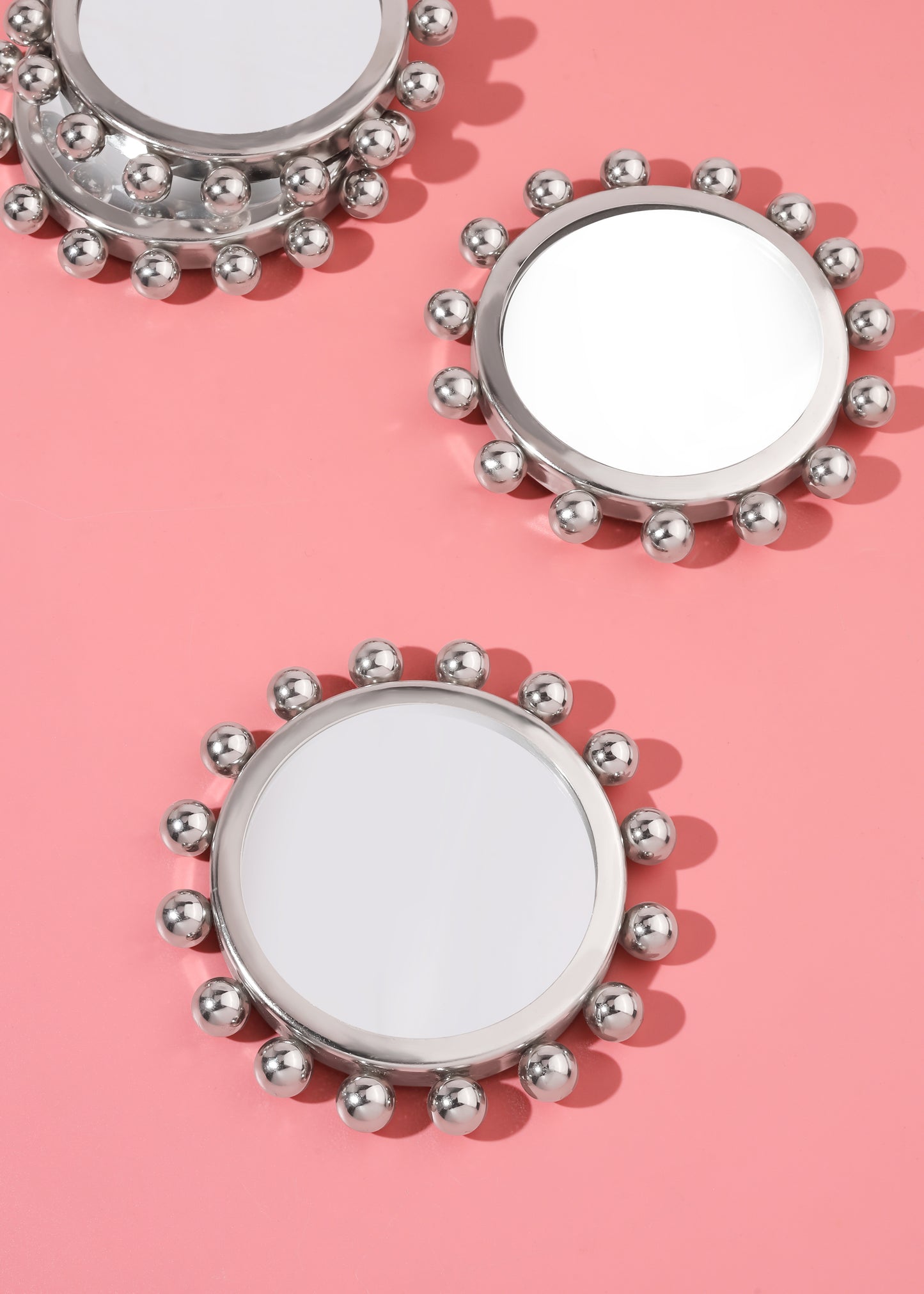 Astra Beaded Chrome Mirror Coasters | Set of 4