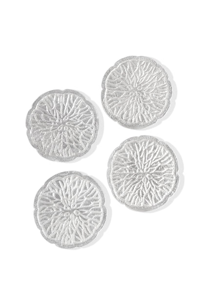 Solstice Etched Silver Coasters | Set of 4 (Silver)