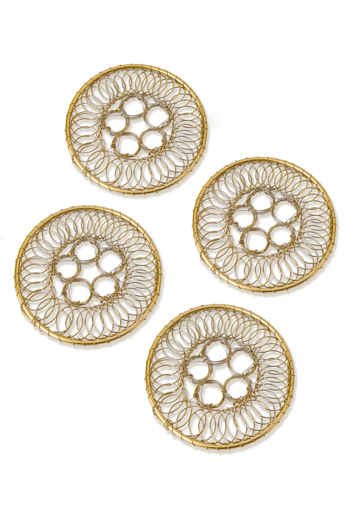 Gilded Lattice Petal Coasters – Set of 4