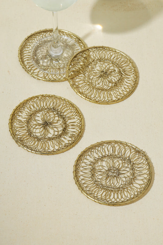 Aurelian Hand-Woven Filigree Coasters – Set of 4