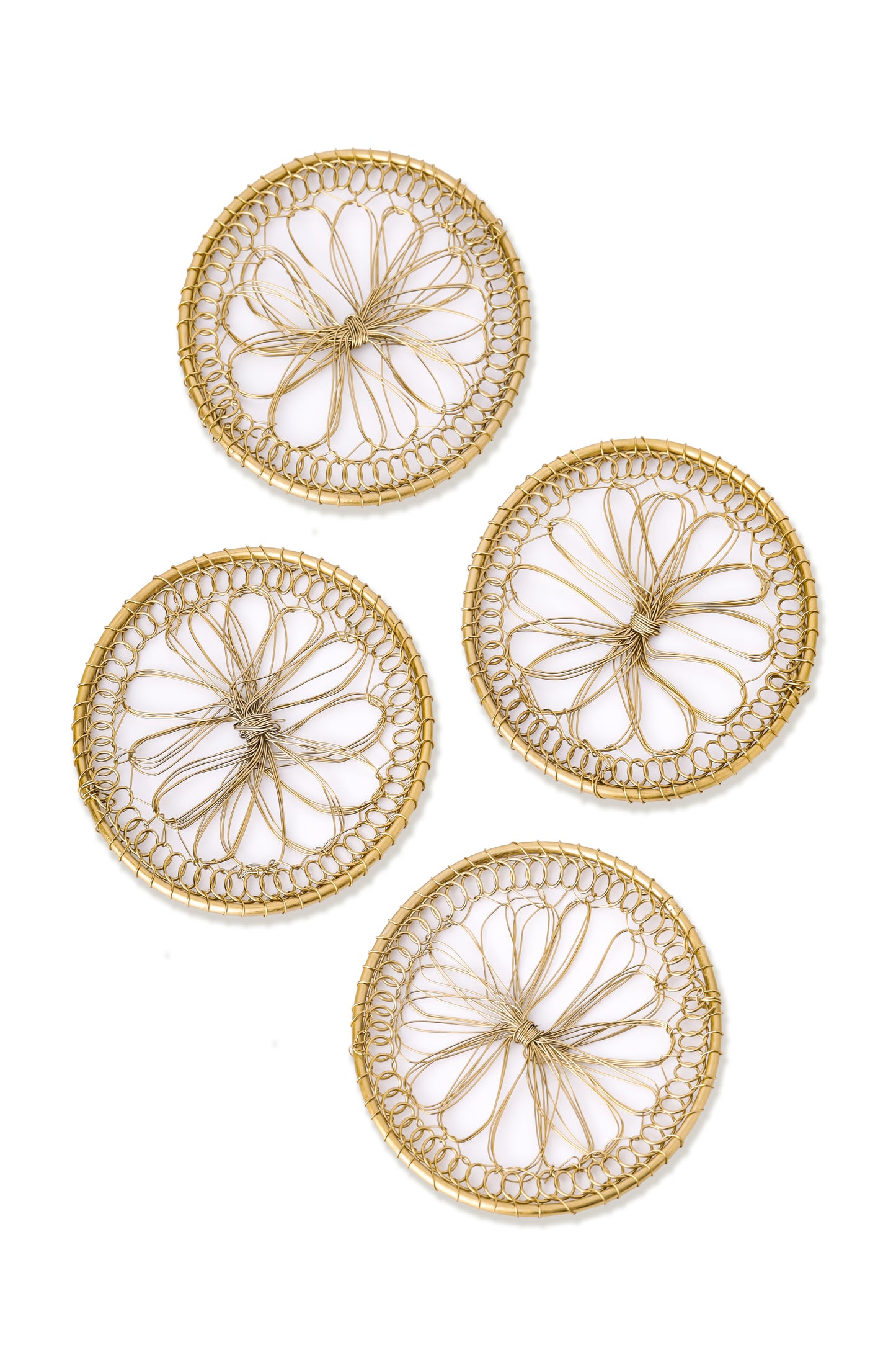 Gilded Lotus Bloom Coasters – Set of 4