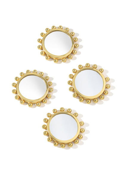 Astra Beaded Gold Mirror Coasters | Set of 4