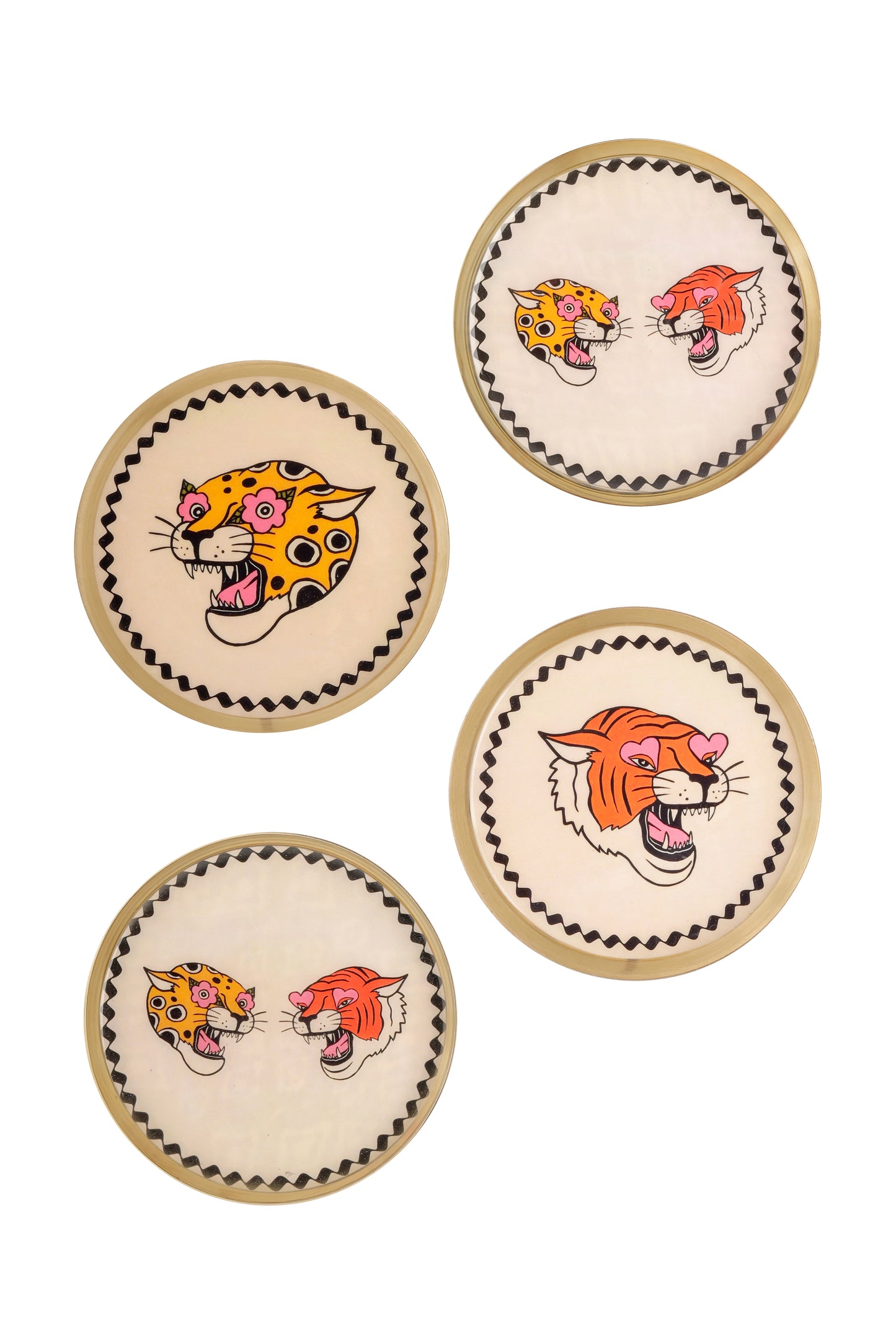 Pop Art Safari Metal Coaster Set (Tiger & Leopard)