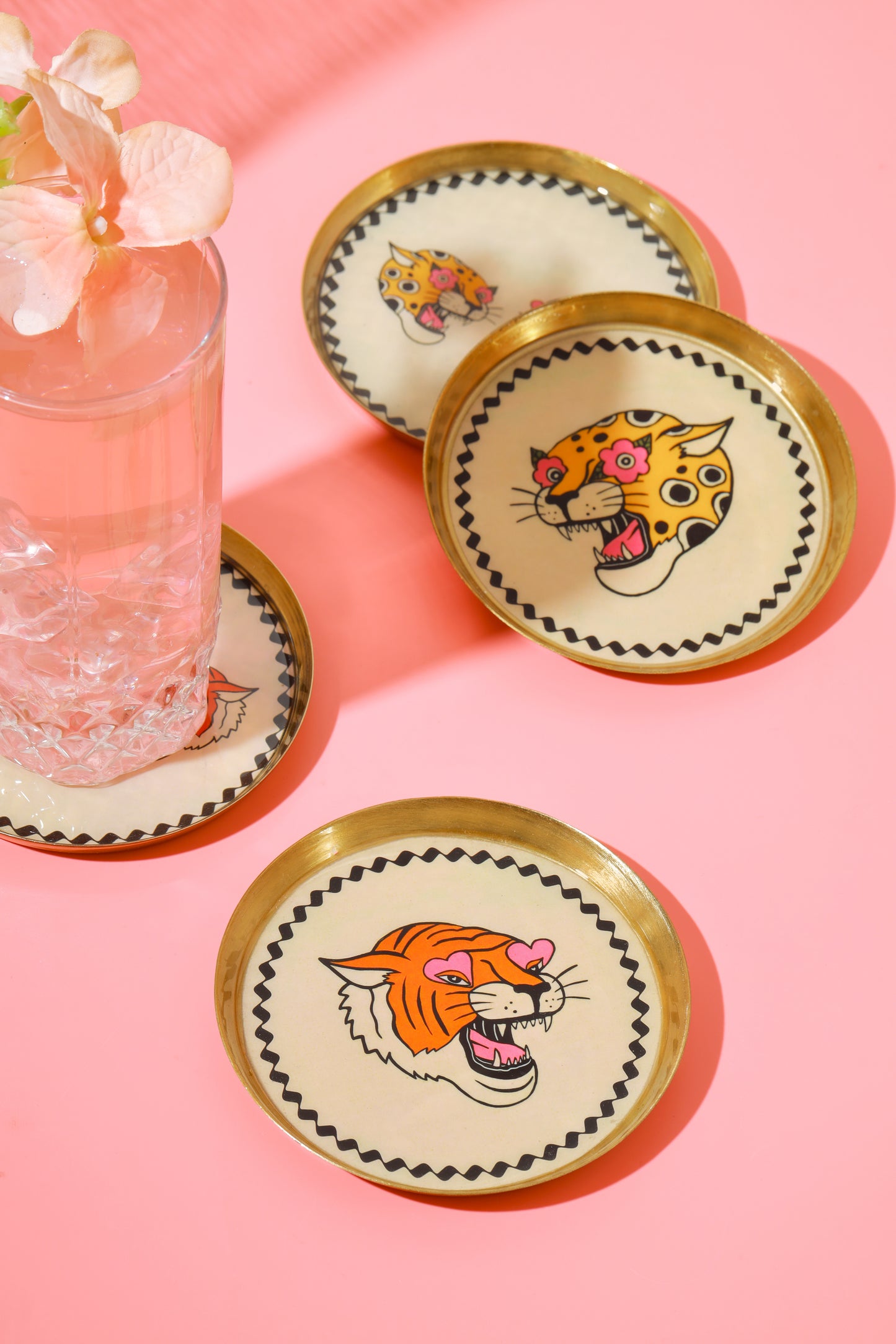 Pop Art Safari Metal Coaster Set (Tiger & Leopard)