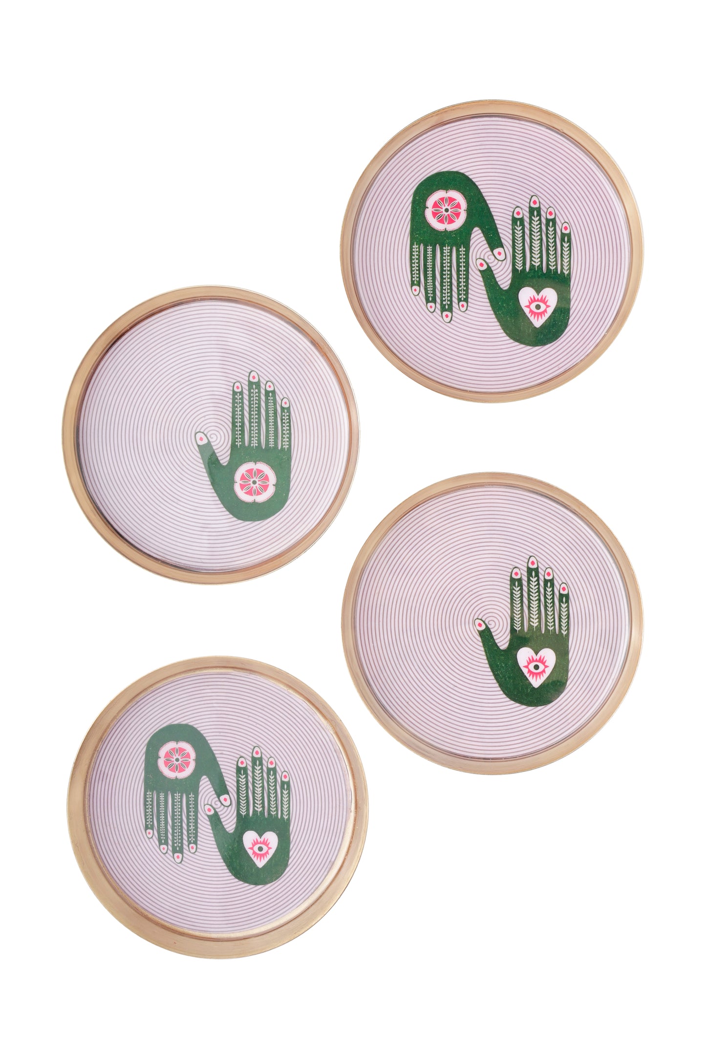 Mystical Hands Metal Coaster Set