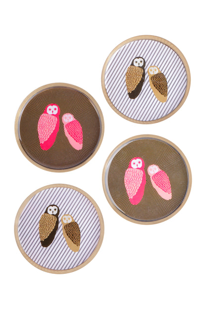 Eclectic Owl Metal Coaster Set