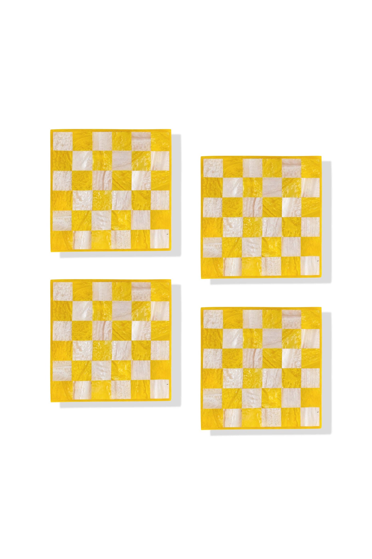 Citrine Checker Resin Coaster Set